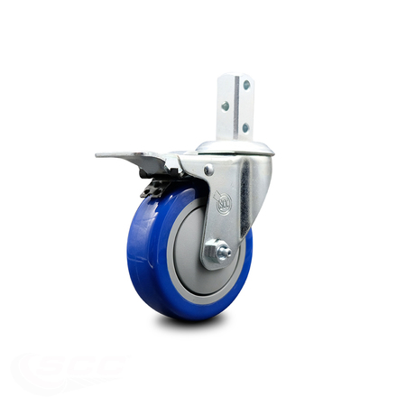 SERVICE CASTER 4 Inch Blue Poly Wheel Swivel 3/4 Inch Square Stem Caster with Total Lock Brake SCC-SQTTL20S414-PPUB-BLUE-34